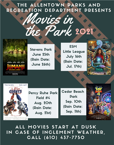 2021 Movies in the Park Schedule